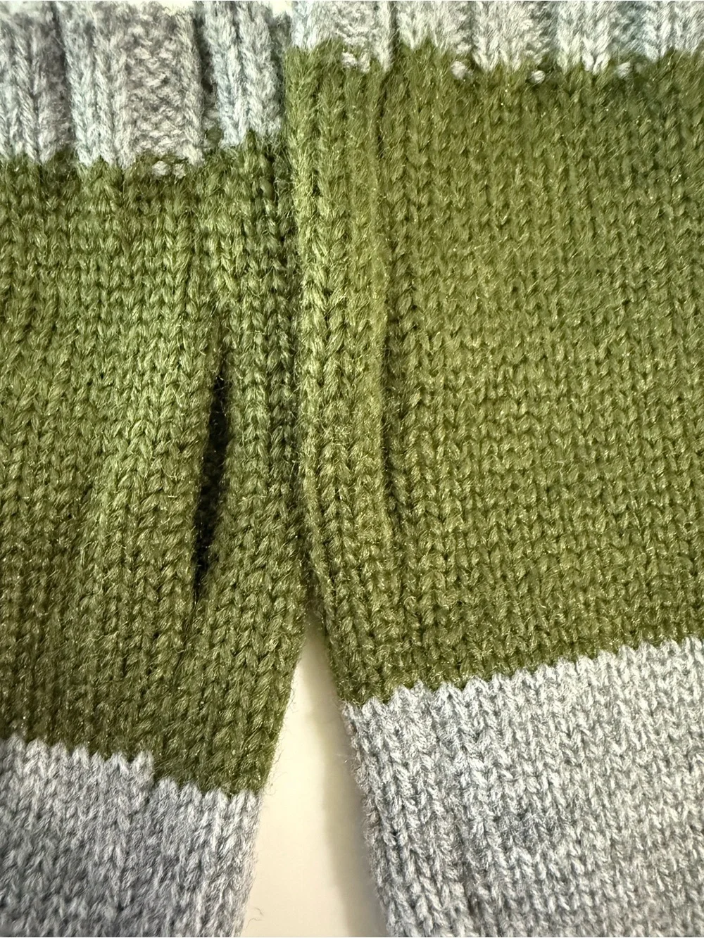 Butterfly Fingerless Knit Arm Warmers Gray Olive Green Winter Gloves Wrist
